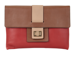 Bits & Bobs Clutch, Leather, Brown/Red, MIC, DB, 2*